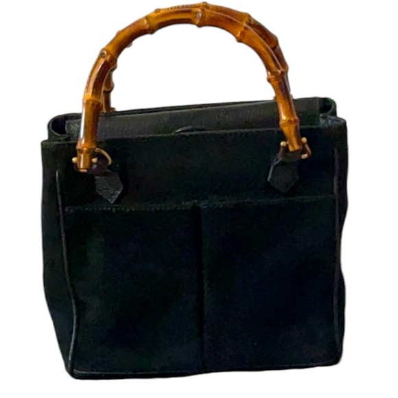 Gucci Diana Black Suede Leather Handbag Tote with Bamboo handles - Picture 4 of 17